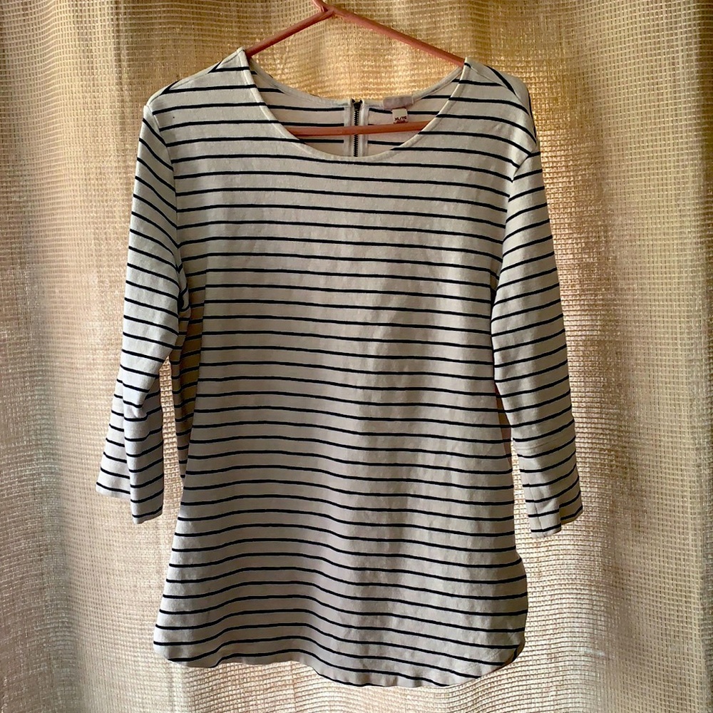 Zipper back striped sweater
